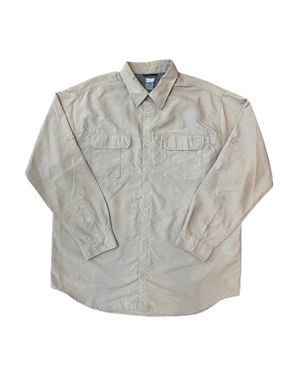 Columbia Titanium Shirt Men XL Button Up Long Sleeve Hiking Fishing Vented Brow
